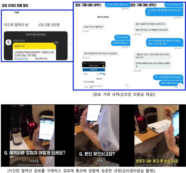 김의겸 의원실 암표 구매 및 국립중앙박물관 입장 과정© 뉴스1