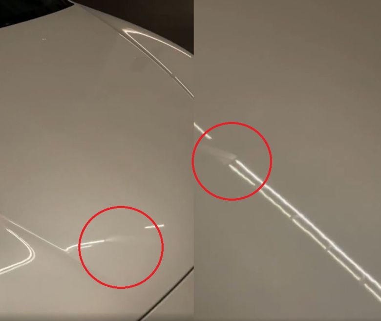 이날 공연 중 BTS 뷔가 남긴 손자국이 찍혀 있는 차 보닛. (인스타그램 갈무리) © 뉴스1