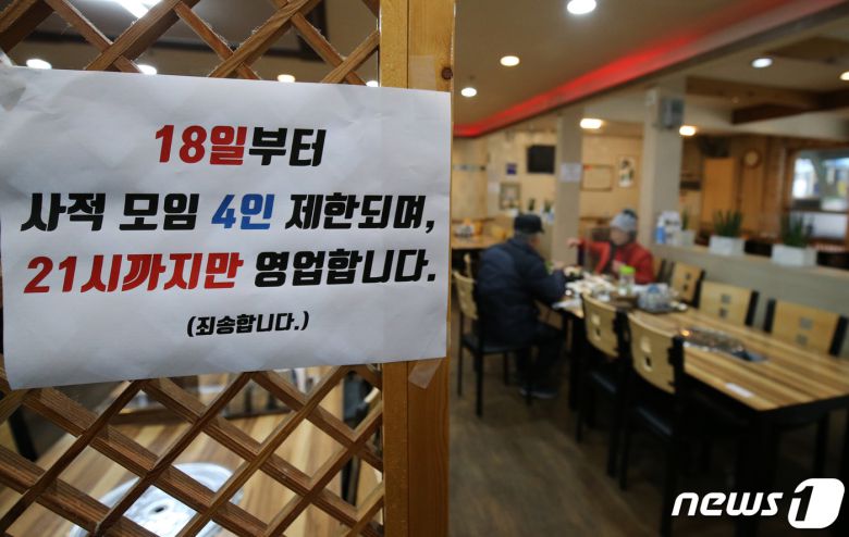 오는 18일부터 적용되는 거리두기 조정방안 안내문.(뉴스1 DB)