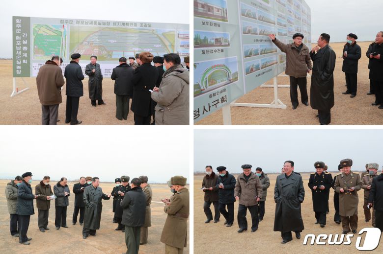 (평양 노동신문=뉴스1) = 북한 김정은 노동당 총비서가 함경남도 함주군 연포남새(채소)온실농장 건설 예정지를 현지지도했다고 28일 노동당 기관지 노동신문이 보도했다. 신문은 연포채소온실 농장 건설을 지난 '연말 전원회의'에서 최우선적 건설 과업으로 결정했다며 올해 당 창건 기념일(10월10일)에 완공될 것이라고 밝혔다. [국내에서만 사용가능. 재배포 금지. DB 금지. For Use Only in the Republic of Korea. Redistribution Prohibited] rodongphoto@news1.kr