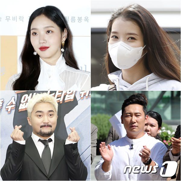 왼쪽 상단부터 시계방향으로 배우 김고은, 가수 아이유, 방송인 이승윤, 방송인 유병재/뉴스1DB © 뉴스1