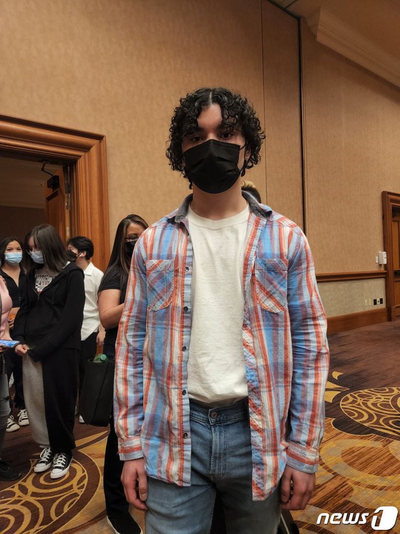 8일(현지시간) 미국 라스베이거스 만달레이 베이 호텔에서 진행된 하이브 멀티 레이블 오디션에 참가한 데미안(18) © 뉴스1© 뉴스1