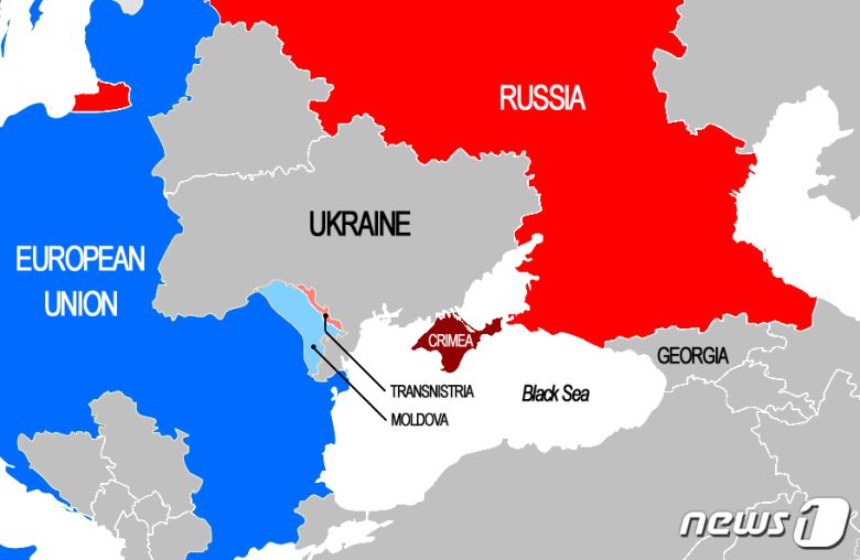 러시아군은 2014년 병합한 우크라이나 남부 크림반도에서 동부 돈바스까지, 그리고 서부 오데사를 넘어 몰도바 트란스니스트리아까지 두 갈래의 육로 구축 계획을 밝혔다. 사진은 스페인 바르셀로나 내셔널리아(nationalia) 온라인 보도화면 갈무리. © News1 최서윤 기자