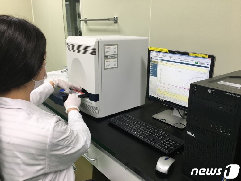 전남보건환경연구원 소속 연구원이 실험실에서 감염병과 관련해 분석작업을 하는 모습.(전남도 제공) 2022.1.28© 뉴스1 © News1