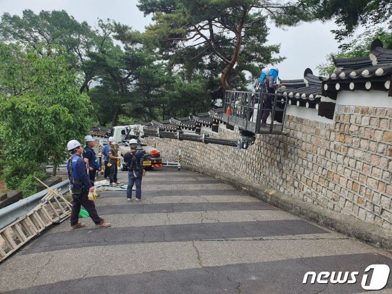 청와대 기와 보수 작업. (문화재청 제공) © 뉴스1