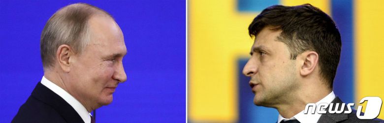 블라디미르 푸틴(좌) 러시아 대통령과 볼로디미르 젤렌스키 우크라이나 대통령 2019.12.05 ⓒ AFP=뉴스1 ⓒ News1