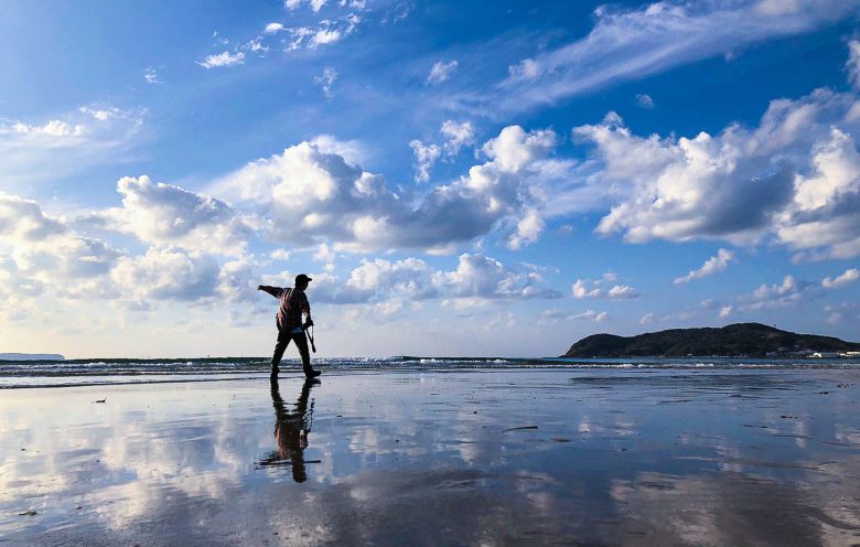 일본의 우유니 사막으로 불리는 후쿠츠 카가미노우미ⓒ News1 윤슬빈 기자