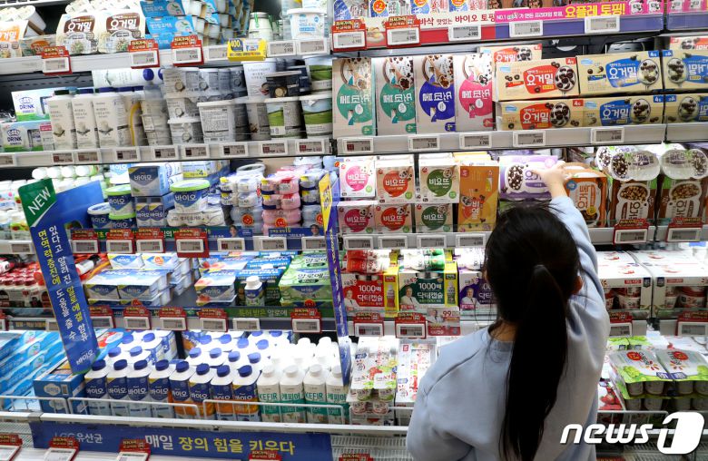 통계청에 따르면 2022년 연간 소비자물가는 전년 대비 5.1% 상승하면서 1998년 외환위기 이후 24년 만에 최대폭을 기록했다. 연초부터 우크라 사태로 국제 에너지·곡물 가격이 치솟으면서 국내 석유류·식품 물가 오름세가 전방위적으로 확산했다. 30일 서울 시내의 한 대형마트에서 한 어린이가 유제품을 고르고 있다. 2022.12.30/뉴스1 ⓒ News1 권현진 기자