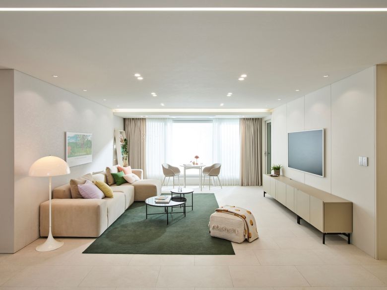 한샘 리모델링 패키지 '슬림뉴트럴' 거실 모습(한샘 제공)