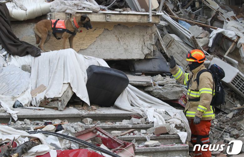 12일 오전(현지시간) 튀르키예 하타이 주 안타키아 지진 피해 현장에서 대한민국긴급구호대(KDRT)가 구조활동을 하고 있다. 2023.2.12/뉴스1 ⓒ News1 김도우 기자