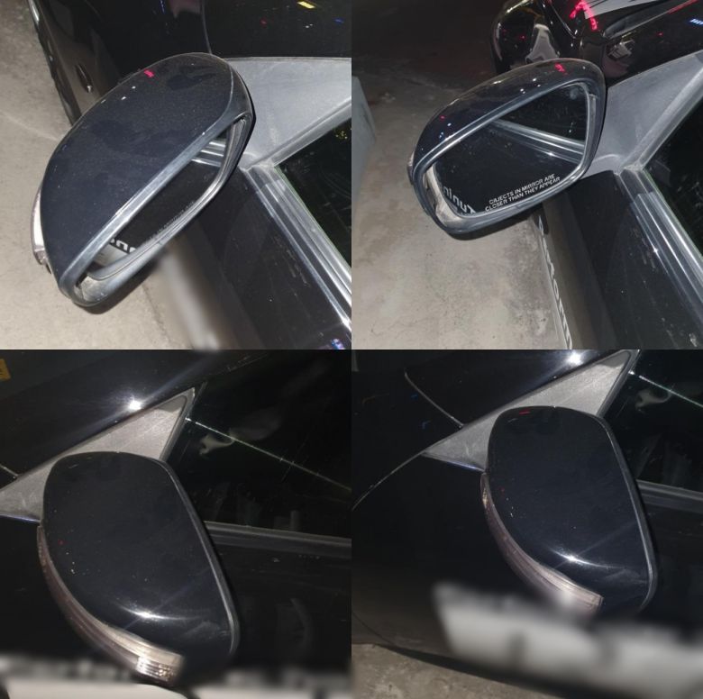 A씨의 아이가 건드렸다는 인피니티의 사이드미러 상태. (자동차 커뮤니티 '보배드림')