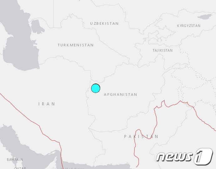 아프가니스탄 서부에서 7일 오전 11시11분(한국시간 3시41분)께 규모 6.3의 지진이 발생했다.(미 지질조사국 갈무리).