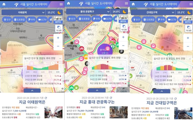 서울 실시간 도시데이터(10월28일 오후11시 기준) ⓒ 뉴스1