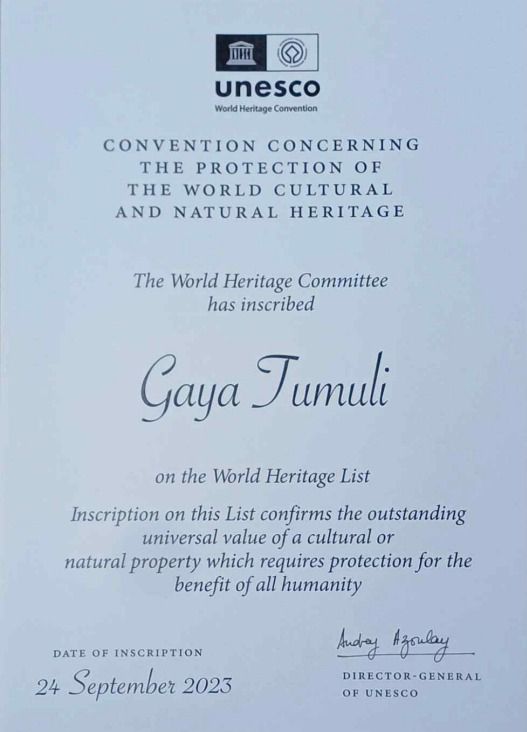 가야고분군 유네스코 세계유산 등재 인증서. 문화재청 제공.