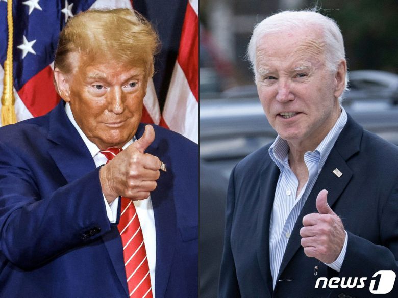 조 바이든 미국 대통령과 도널드 트럼프 전 대통령. 2024.3. 7 ⓒ AFP=뉴스1 ⓒ News1 우동명 기자