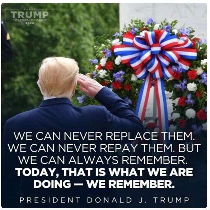 도널드 트럼프 전 미국 대통령이 27일(현지시간) 소셜미디어(SNS) 트루스 소셜에 자신의 현충일 참배 사진과 함께 추모 글을 올렸다. 2024.05.28/뉴스1