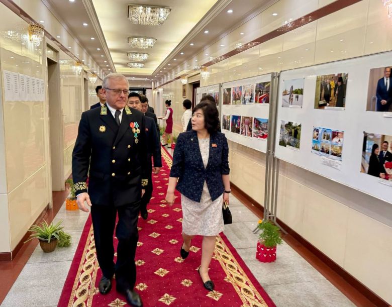 '북러 수교 76주년 기념' 주북 러시아 대사관 주최 연회에 초청된 최선희 북한 외무상. (주북러시아대사관 텔레그램 갈무리)