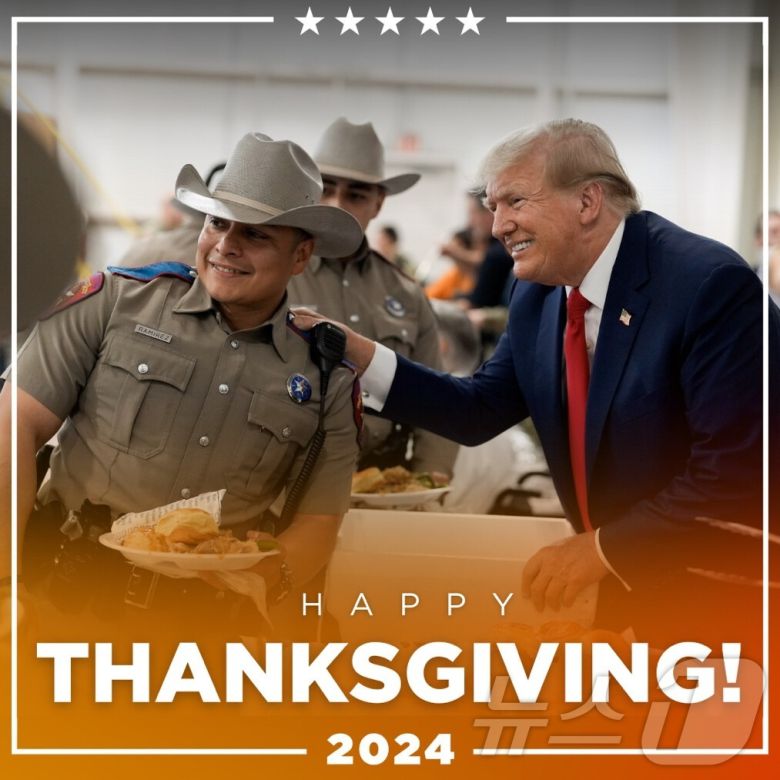도널드 트럼프 미국 대통령 당선인이 추수감사절을 맞아 28일(현지시간) 트루스소셜에 올린 이미지.
