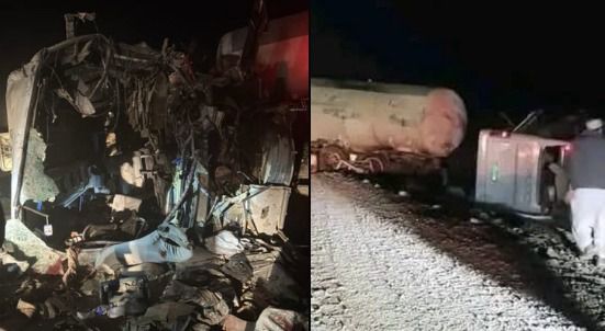 18일(현지시간) 아프가니스탄 가즈니주에서 발생한 교통사고 현장. (사진은 X(옛 트위터) 사진 갈무리)