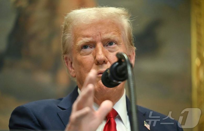 도널드 트럼프 미국 대통령이 21일(현지시간) 워싱턴 백악관에서 기자회견을 갖고 있다. 2025.01.22. ⓒ AFP=뉴스1 ⓒ News1 우동명 기자