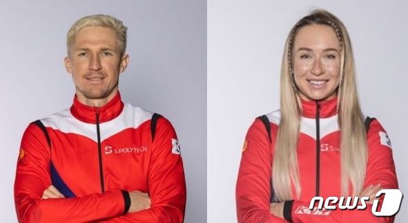 2018 평창과 2022 베이징 동계 올림픽에 출전한 러시아 출신 귀화선수 예카테리나 아바쿠모바(오른쪽)와 티모페이 랍신. (전남도체육회 제공)/뉴스1 ⓒ News1 김태성 기자