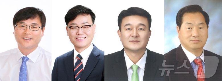 거제시장 재선거 후보자들. 왼쪽부터 더불어민주당 변광용, 국민의힘 박환기, 무소속 김두호, 황영석 후보. 순서는 기호 순. (중앙선거관리위원회 제공. 재판매 및 DB금지.)