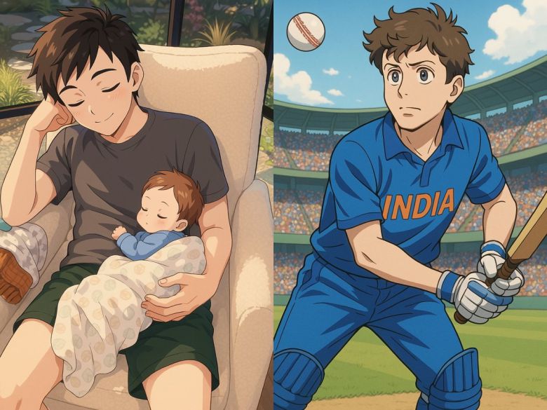 샘 올트먼 오픈AI 최고경영자(CEO)가 자신의 엑스(X)에 게시한 챗GPT 생성 이미지. 아기를 안고 있는 자신의 모습을 '지브리풍'으로 변환한 이미지(왼쪽)와 야구를 하는 자신의 모습을 '애니메이션풍'으로 변환한 이미지. (샘 올트먼 엑스 갈무리)