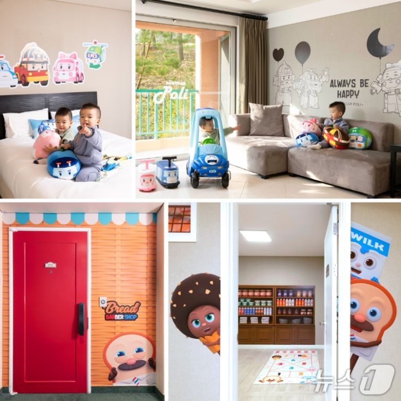 오크밸리리조트의 '브레드 이발소' 및 '로보카 폴리' 캐릭터룸.(오크밸리 제공)