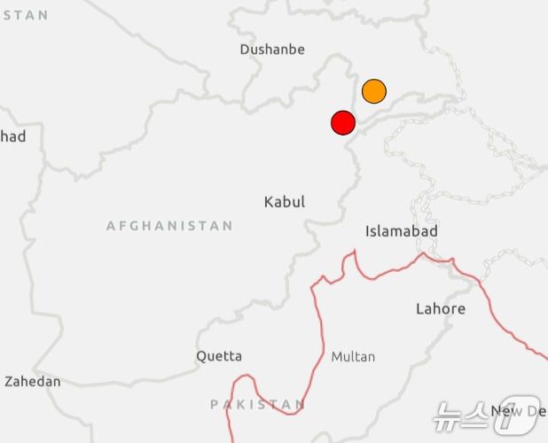 아프가니스탄 동부에서 10일(현지시간) 오전 9시38분께(한국시간 오후 2시8분) 규모 4.6의 지진이 발생했다.(USGS 갈무리).
