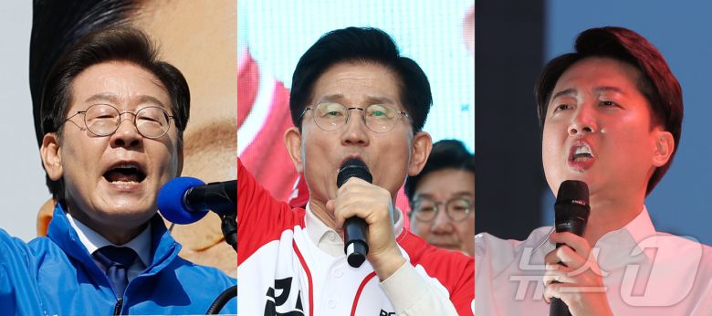 이재명 더불어민주당·김문수 국민의힘·이준석 개혁신당 대통령 후보가 공식 선거운동이 시작된 12일 각각 서울 청계광장, 대구 서문시장, 서울 청계광장에서 지지를 호소하고 있다. ⓒ News1 안은나 기자,박정호 기자,김민지 기자