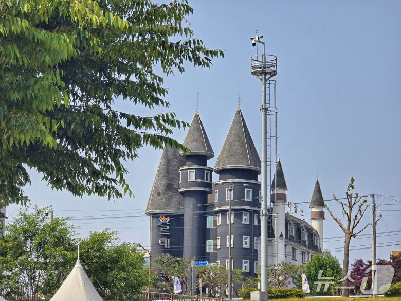 지난달 29일 충남 공주 금강 신관공원 인근에 인공지능(AI) CCTV가 설치돼 있다. ⓒ 뉴스1 황덕현 기자