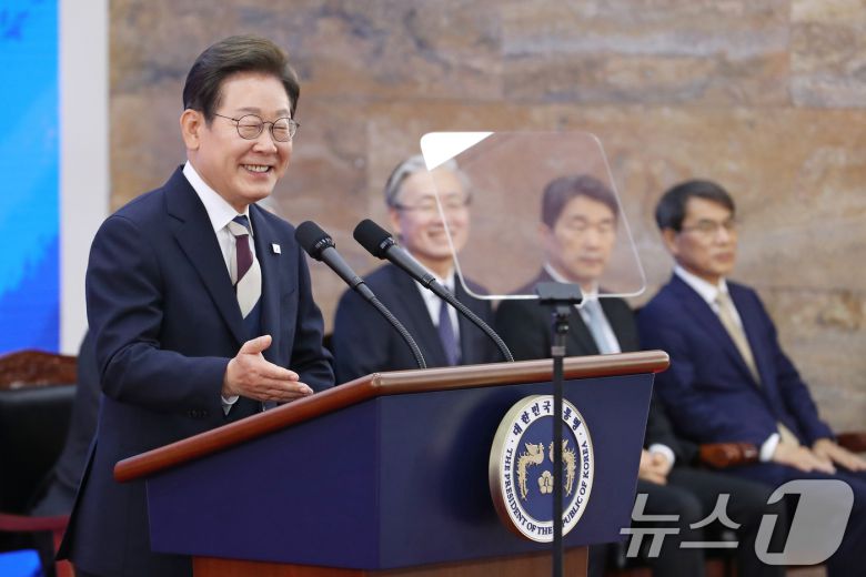 제21대 대통령 취임선서 행사가 열린 4일 오전 서울 여의도 국회에서 이재명 대통령이 취임사를 하고 있다. 2025.6.4/뉴스1 ⓒ News1 국회사진기자단