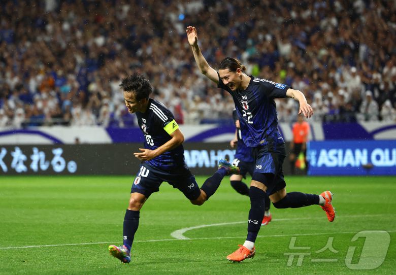 홈에서 펼쳐진 북중미 월드컵 예선 최종전에서 인도네시아를 완파한 일본. ⓒ 로이터=뉴스1