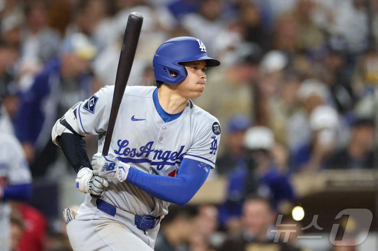 LA 다저스 오타니 쇼헤이는 11일(한국시간) 열린 2025 메이저리그 샌디에이고 파드리스전에서 안타 1개를 쳤지만 홈런을 생산하지 못했다. ⓒ AFP=뉴스1