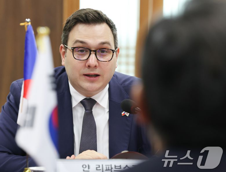 얀 리파브스키(Jan Lipavský) 체코 외교장관이 9일 서울 종로구 외교부청사에서 열린 한-체코 외교장관회담에서 인사말을 하고 있다. 2024.9.9/뉴스1 ⓒ News1 허경 기자