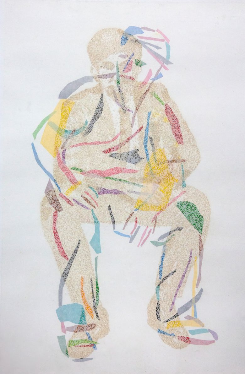 이길우 다른 시선의 관객1 2025 92x130 cm Incense, Mixed media on hanji paper (선화랑 제공)