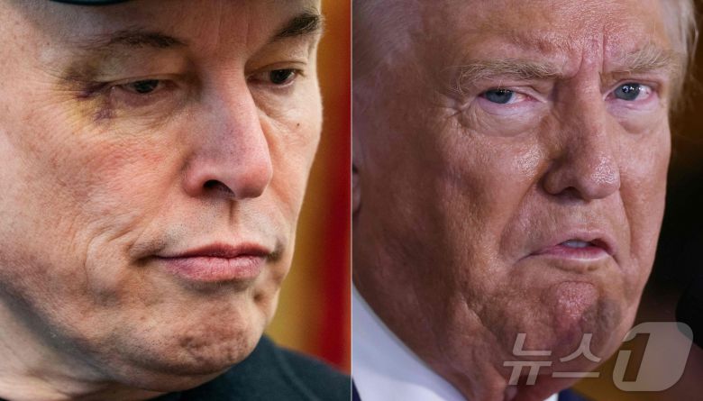 2025년 5월 30일 워싱턴 DC 백악관의 오벌 오피스에 들어온 일론 머스크 테슬라 최고경영자와(왼쪽)과 2024년 9월 6일 뉴욕시 트럼프 타워에서 열린 기자회견에서 발언하는 도널드 트럼프 미국 대통령. ⓒ AFP=뉴스1 ⓒ News1 강민경 기자