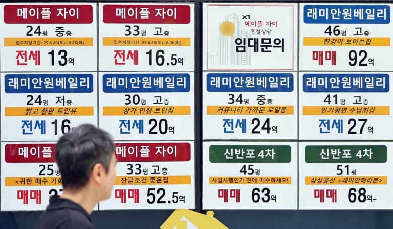 서울 시내의 한 공인중개사무소에 매물 안내문이 붙여져 있다. /뉴스1 ⓒ News1 황기선 기자