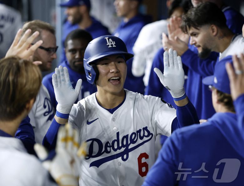 LA 다저스 김혜성은 5월 4일 메이저리그에 승격된 후 강렬한 인상을 남기며 생존에 성공했다. ⓒ AFP=뉴스1