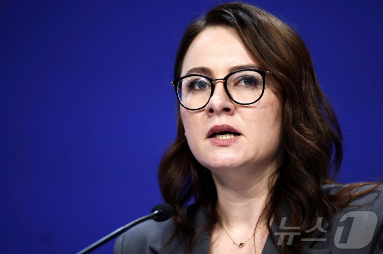 율리아 스비리덴코 우크라이나 부총리 겸 경제장관이 지난 2023년 6월 우크라이나 재건 회의에 참석해 발언하고 있다. 스비리덴코 부총리는 14일 총리로 지명됐다. 2025.7.14 ⓒ 로이터=뉴스1 ⓒ News1 강민경 기자