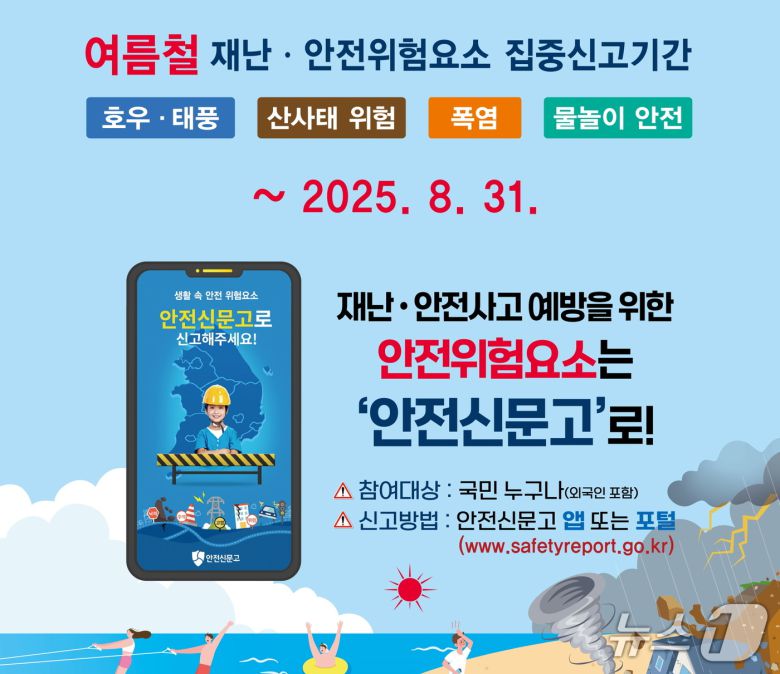 공주시가 여름철 폭염과 물놀이 등과 관련된 각종 안전사고를 예방하기 위해 ‘안전신문고 여름철 집중신고제’를 운영한다.