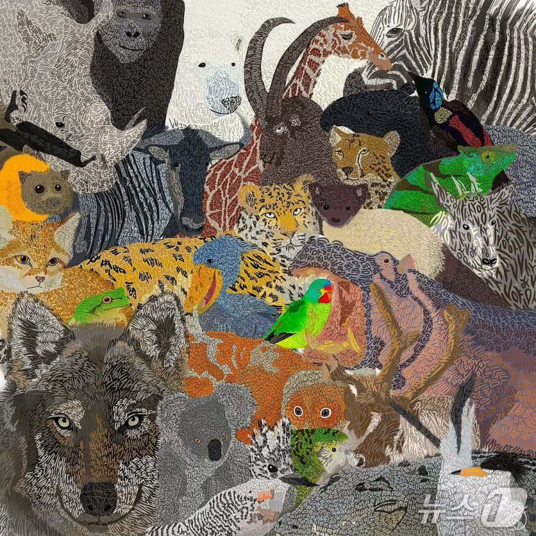 한글생물그림작가 '숨탄것들' 팀이 그린 생물 다양성 주제의 글씨 그림(진관우 작가 제공) ⓒ 뉴스1