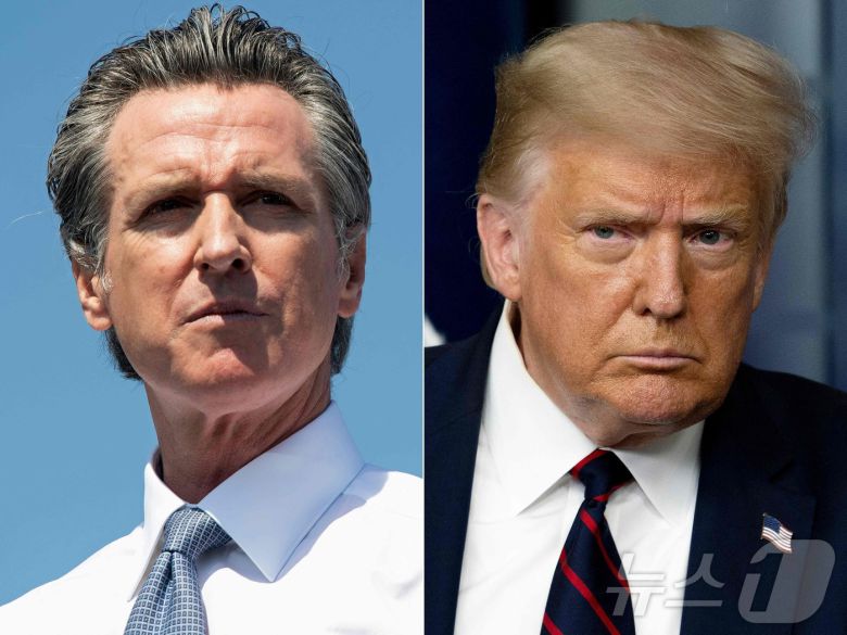 개빈 뉴섬 캘리포니아주 주지사(왼쪽)와 도널드 트럼프 미국 대통령 ⓒ AFP=뉴스1