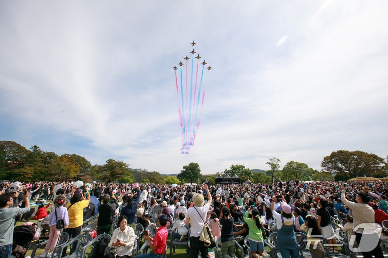 지난해 10월 2일부터 5일까지 열린 제21회 서산해미읍성축제의 블랙이글스 에어쇼 모습(서산시 제공. 재판매 및 DB금지)2025.8.26/뉴스1
