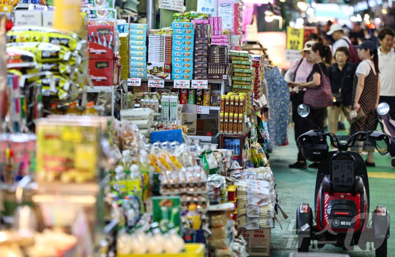 서울 마포구 망원시장에서 시민들이 장을 보고 있다. 2025.7.4/뉴스1 ⓒ News1 김도우 기자