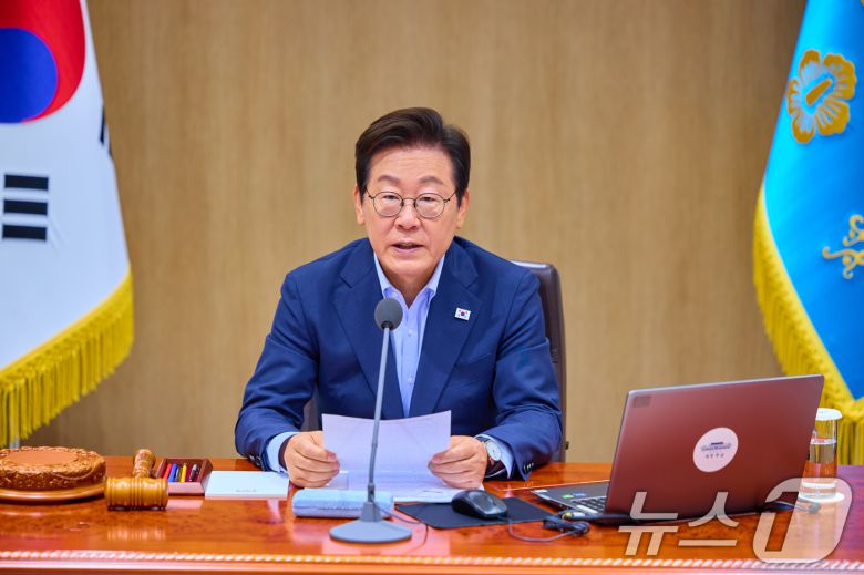 이재명 대통령이 29일 서울 용산 대통령실 청사에서 열린 임시 국무회의에서 발언을 하고 있다. (대통령실 제공. 재판매 및 DB 금지) 2025.8.29/뉴스1 ⓒ News1 이재명 기자