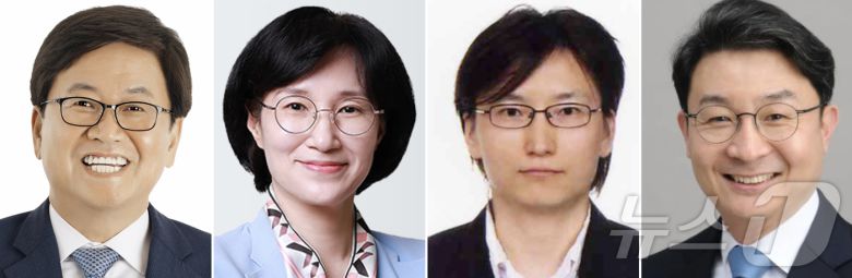 왼쪽부터 최교진  교육부 장관 후보자,  원민경 여성가족부 장관 후보자, 주병기 공정거래위원장 후보자, 이억원 금융위원장 후보자 . (대통령실 제공. 재판매 및 DB 금지) 2025.8.13/뉴스1 ⓒ News1 이재명 기자