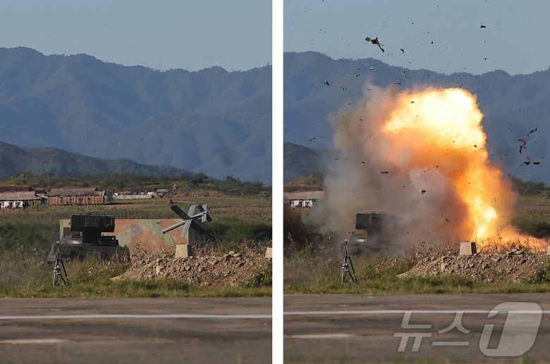 (평양 노동신문=뉴스1) = 북한 노동당 기관지 노동신문은 19일 김 총비서가 전날 무인항공기술연합체 산하 연구소와 기업소를 방문해 무인 무장 장비의 성능시험을 지도했다고 보도했다. [국내에서만 사용가능. 재배포 금지. DB 금지. For Use Only in the Republic of Korea. Redistribution Prohibited] rodongphoto@news1.kr