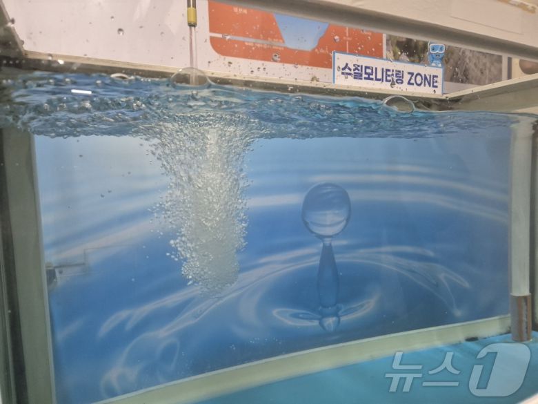 극심한 가뭄을 겪고 있는 강원 강릉시민에게 전해질 평창 도암댐 도수관로 비상방류를 하루 앞둔 19일 오후 강릉수력발전소 내 설치된 수질 모니터링존에서 방류수에 대한 수질검사가 이뤄지고 있다. 2025.9.19/뉴스1 ⓒ News1 윤왕근 기자