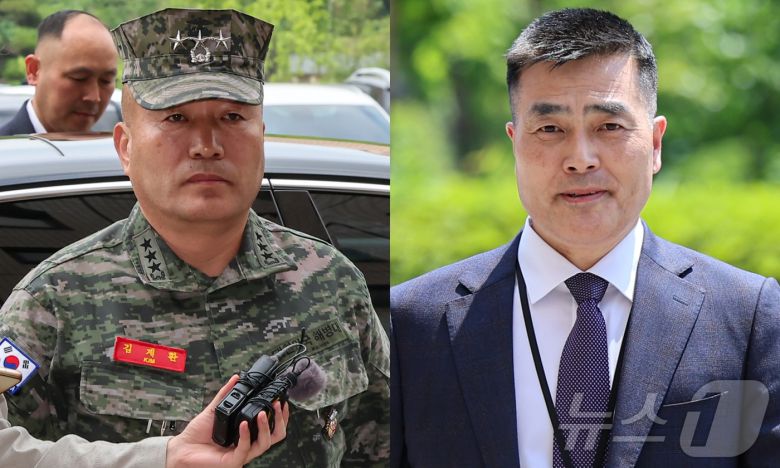 김계환 전 해병대사령관(사진 왼쪽)과 박정훈 해병대수사단장(대령). 2024.5.21/뉴스1 ⓒ News1 김도우 기자